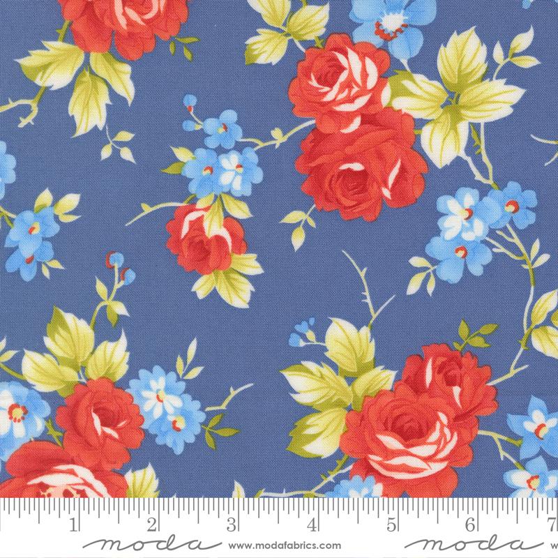 Rosie Flowers Denim Jeans - Quilt Fabric