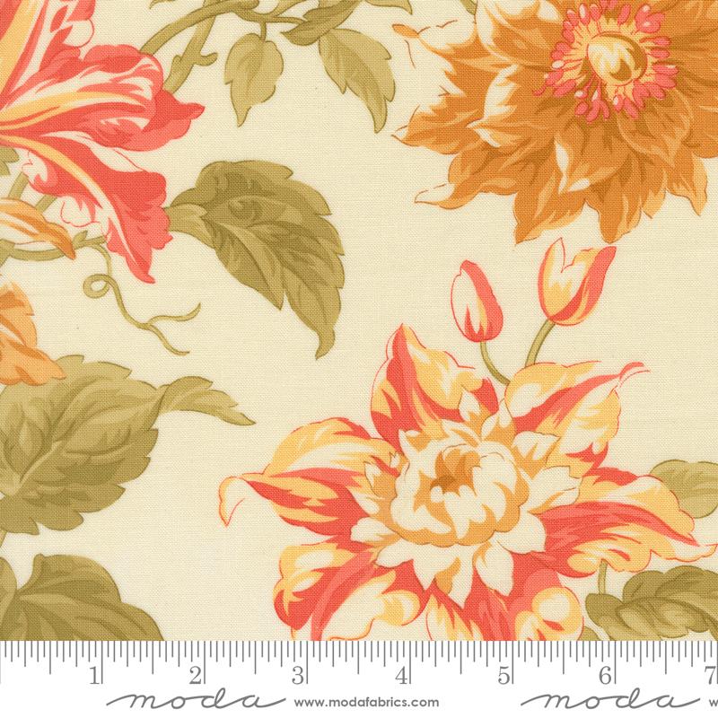 Butternut and Sage Flower Cream - Quilt Fabric