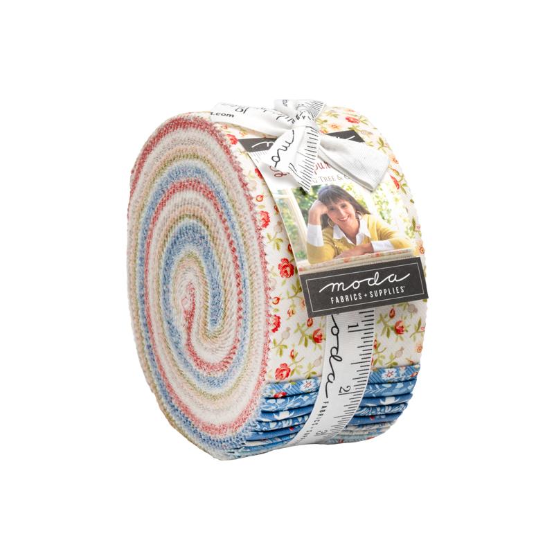Larkspur and Linen - Jelly Roll, zoomed in. Select this picture to zoom back out.