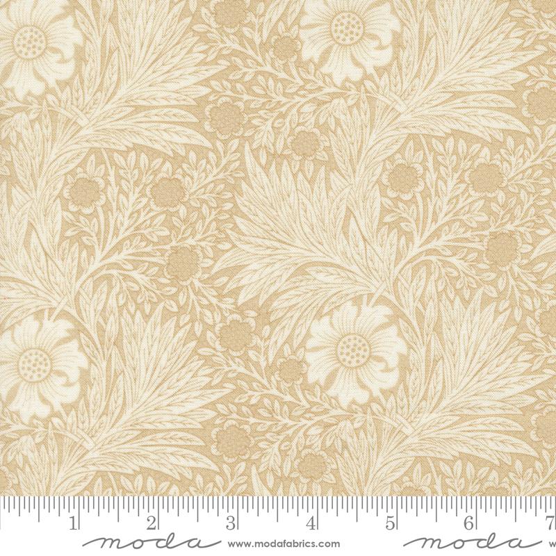 Larkspur and Linen Frond Linen - Quilt Fabric, zoomed in. Select this picture to zoom back out.