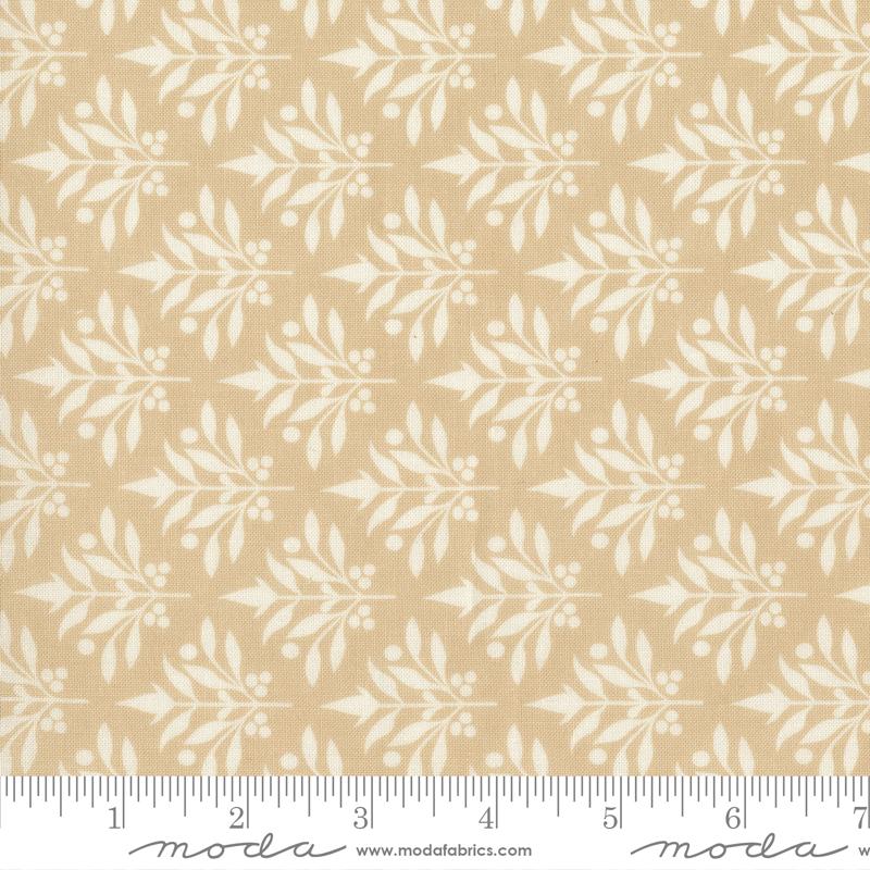 Larkspur and Linen Leaf Linen - Quilt Fabric, zoomed in. Select this picture to zoom back out.