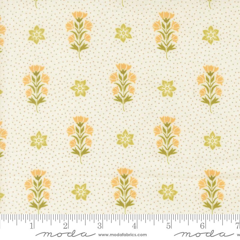 Larkspur and Linen Petal Daisy - Quilt Fabric, zoomed in. Select this picture to zoom back out.
