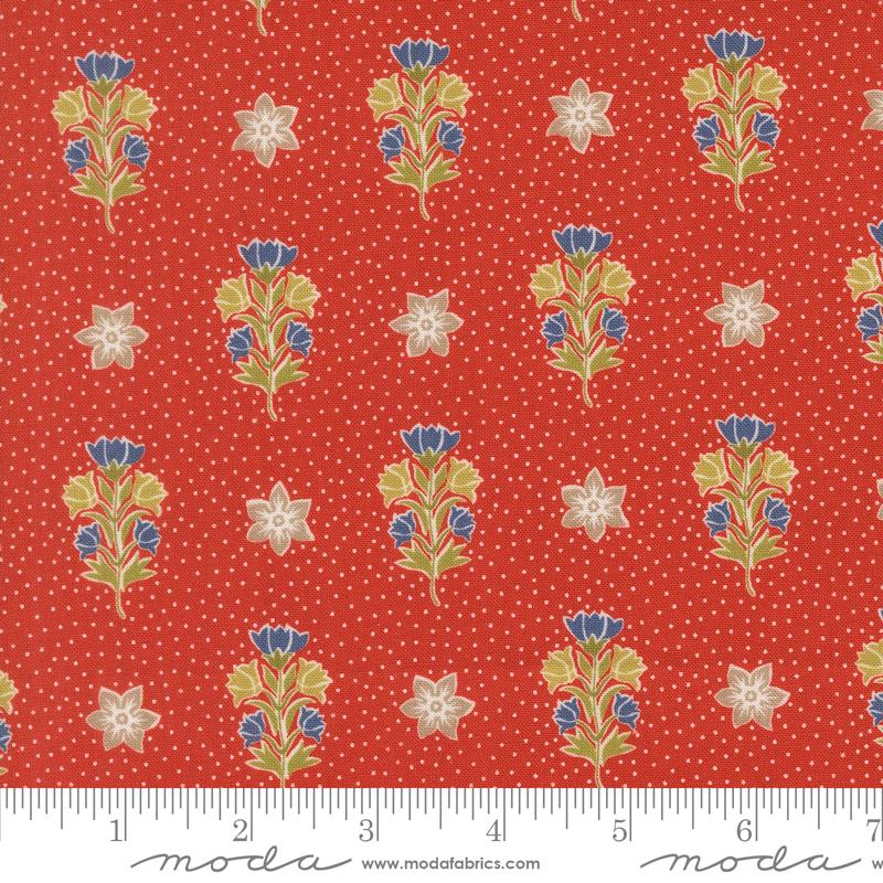 Larkspur and Linen Petal Pomegranate - Quilt Fabric, zoomed in. Select this picture to zoom back out.