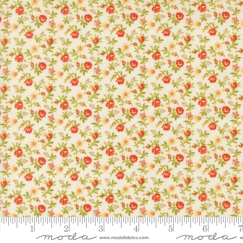 Larkspur and Linen Sprig Daisy - Quilt Fabric, zoomed in. Select this picture to zoom back out.
