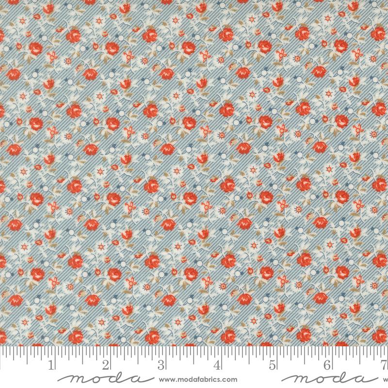 Larkspur and Linen Sprig Sky - Quilt Fabric, zoomed in. Select this picture to zoom back out.