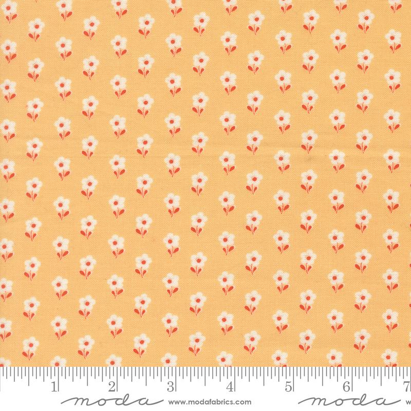 Larkspur and Linen Bloom Dandelion - Quilt Fabric, zoomed in. Select this picture to zoom back out.