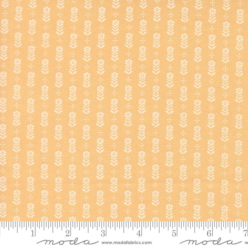 Larkspur and Linen Blossoms Dandelion - Quilt Fabric, zoomed in. Select this picture to zoom back out.