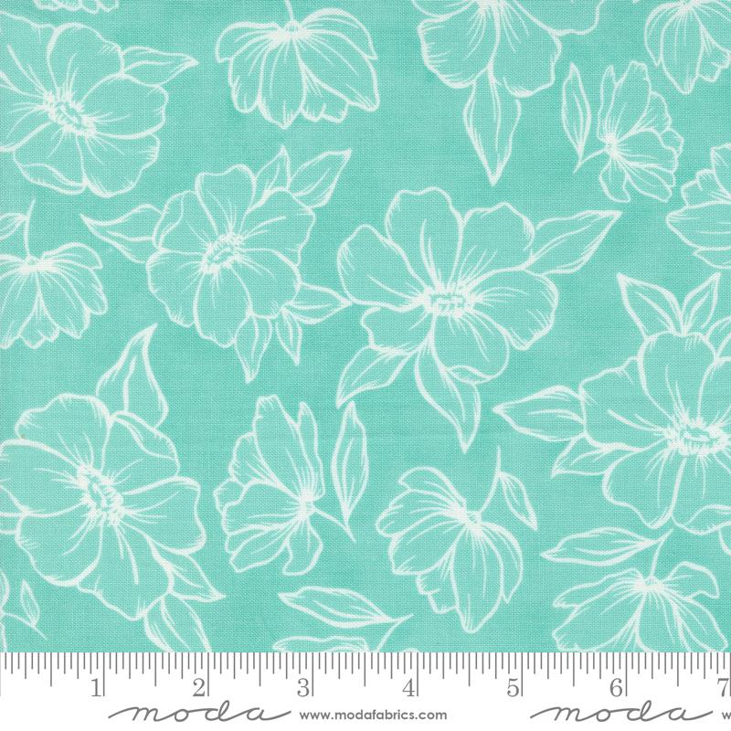 Kindred Poppy - Aqua - Quilt Fabric