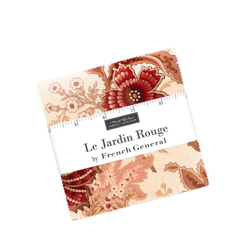 Le Jardin Rouge - Charm Pack, zoomed in. Select this picture to zoom back out.