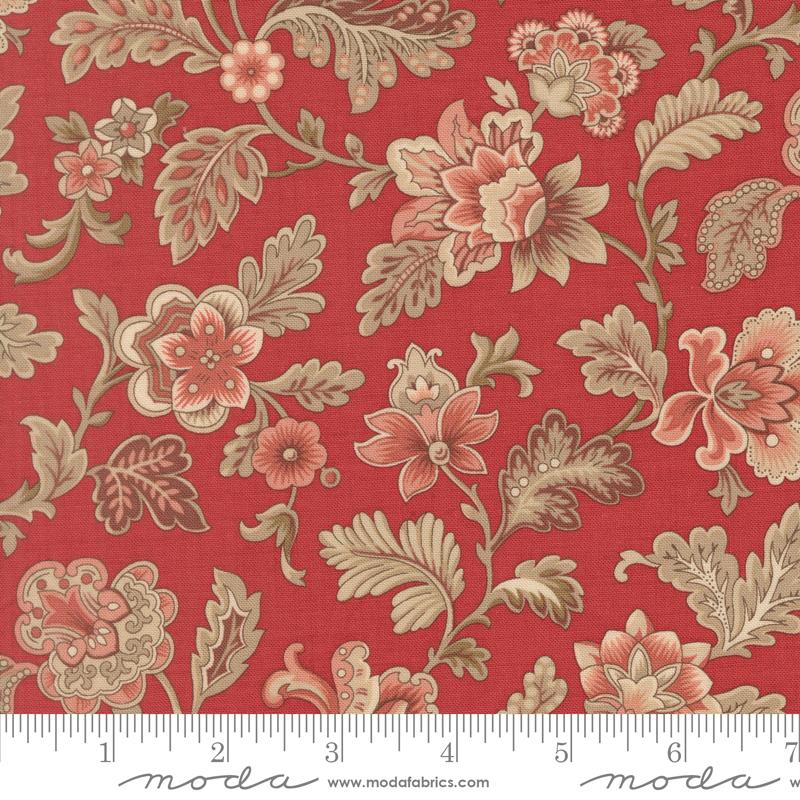 Le Jardin Rouge Flower Rouge - Quilt Fabric, zoomed in. Select this picture to zoom back out.