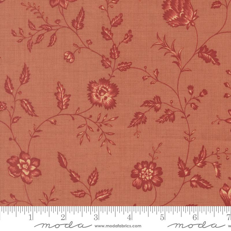 Le Jardin Rouge Sprig Clay - Quilt Fabric, zoomed in. Select this picture to zoom back out.