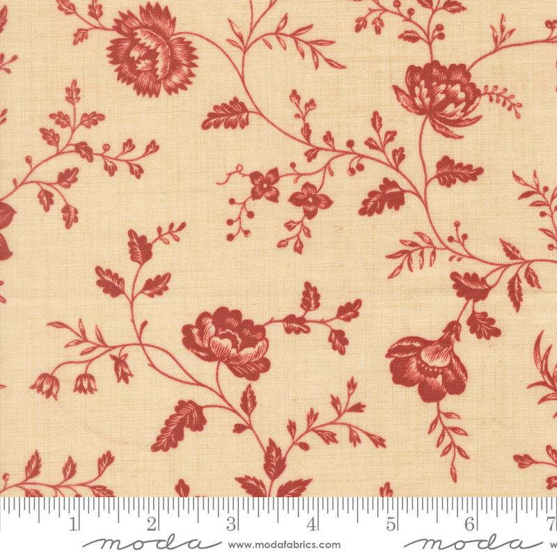 Le Jardin Rouge Sprig Pearl - Quilt Fabric, zoomed in. Select this picture to zoom back out.