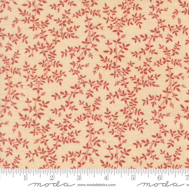 Le Jardin Rouge Leaves Pearl - Quilt Fabric, zoomed in. Select this picture to zoom back out.