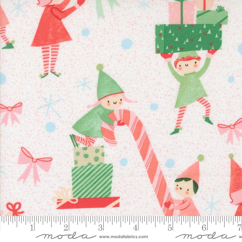 Tiny Christmas Elf Snow - Quilt Fabric