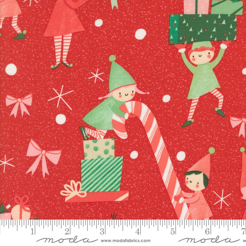 Tiny Christmas Elf Red - Quilt Fabric