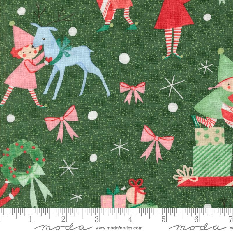 Tiny Christmas Elf Pine - Quilt Fabric