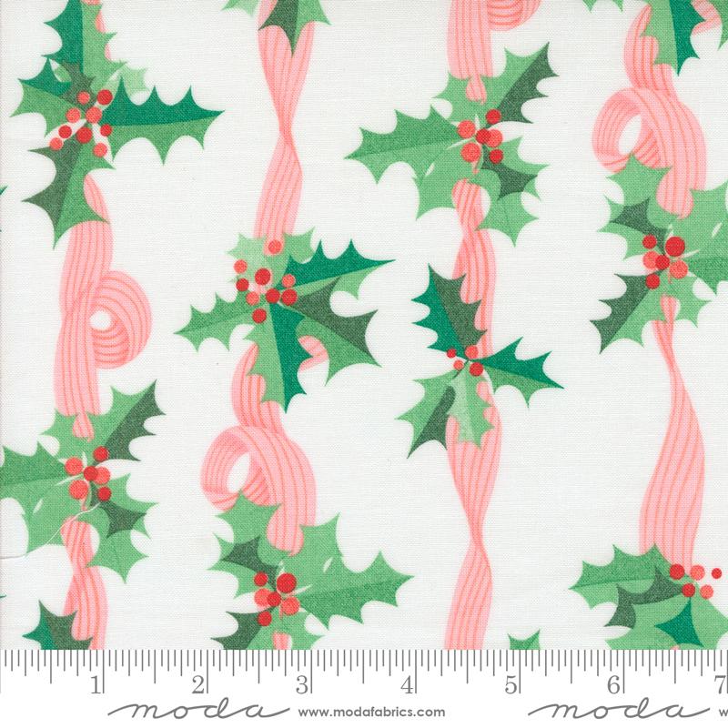 Tiny Christmas Stripes Snow - Quilt Fabric