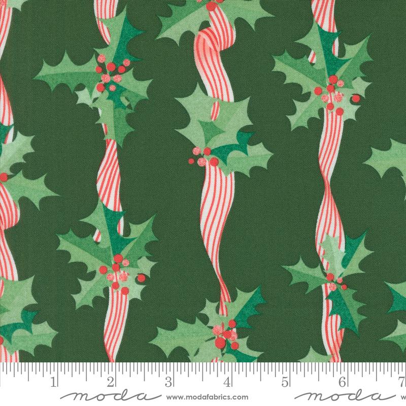 Tiny Christmas Stripes Pine - Quilt Fabric