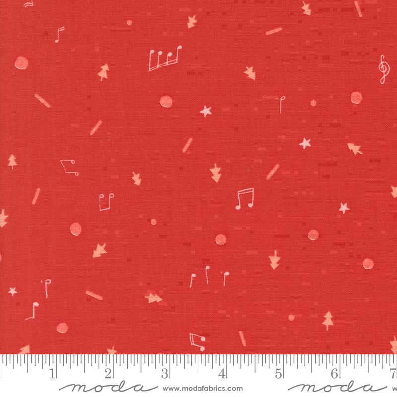 Tiny Christmas Music Red - Quilt Fabric