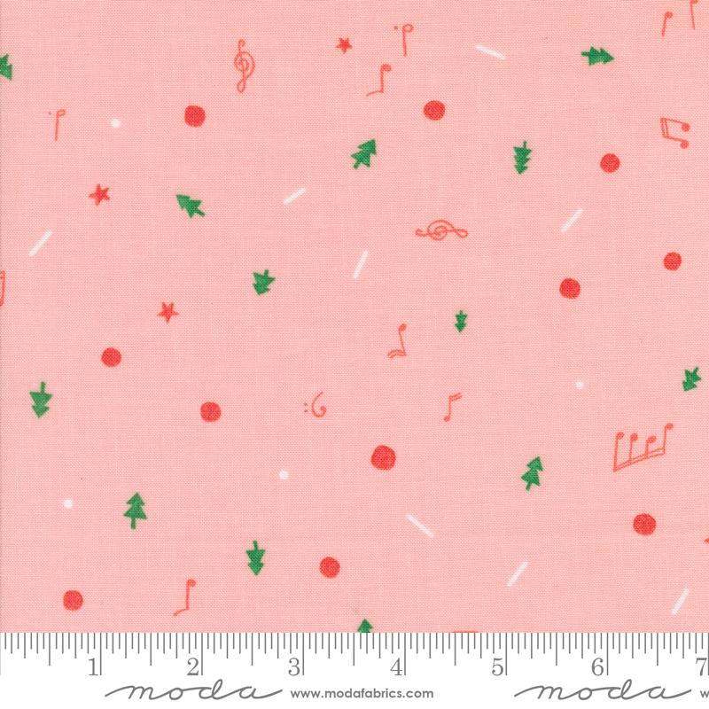 Tiny Christmas Music Cotton Candy - Quilt Fabric