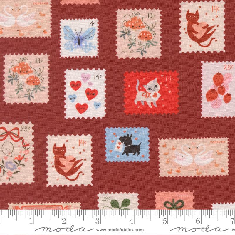 Funny Valentine Postage Rose - Quilt Fabric
