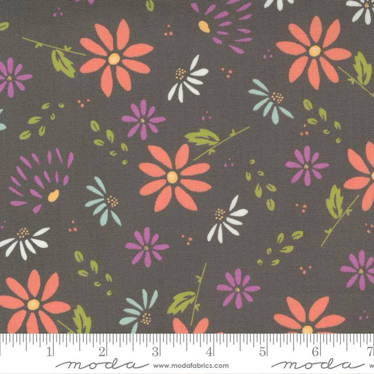 Seashore Drive Charcoal - Bliss Abstract Daisy - Fabric