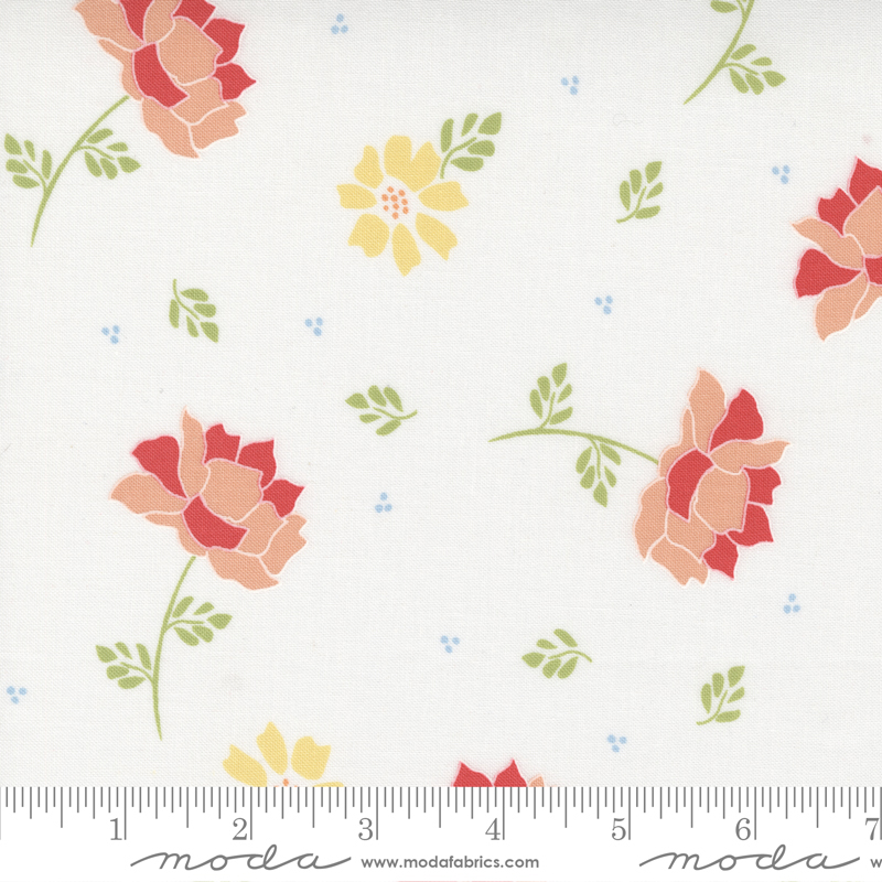 Emma Flourish Porcelain - Quilt Fabric