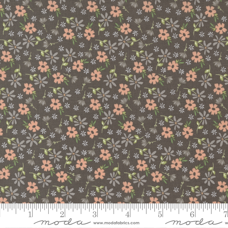 Emma Blossom Charcoal - Quilt Fabric