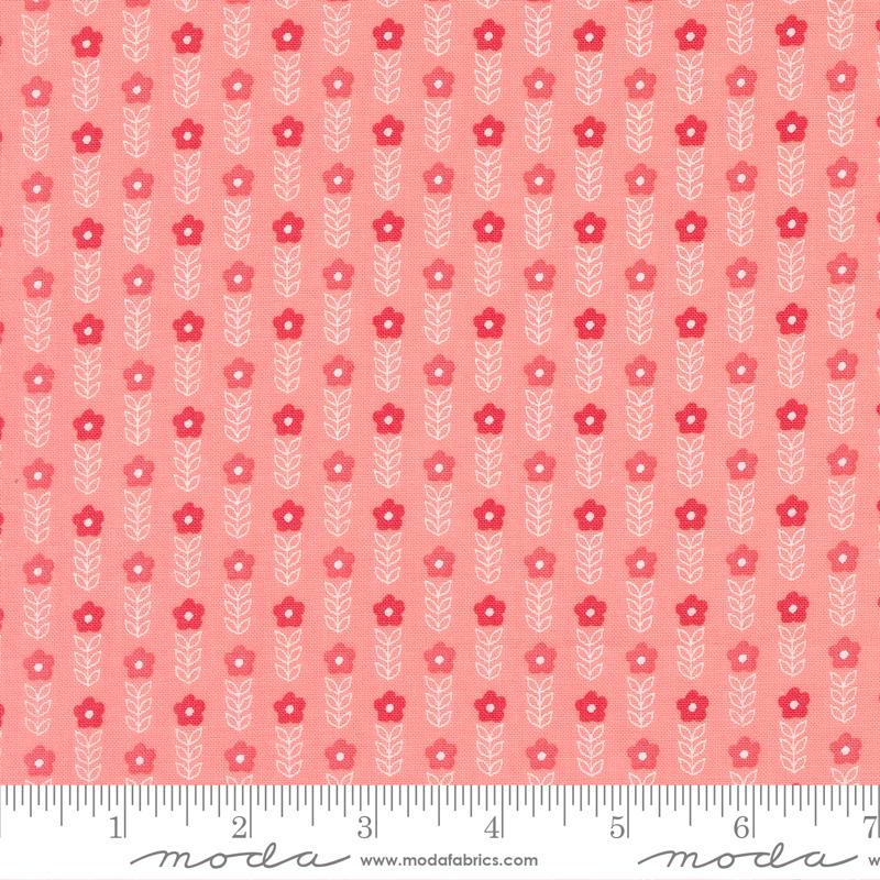 Strawberry Lemonade Carnation - Quilt Fabric, zoomed in. Select this picture to zoom back out.
