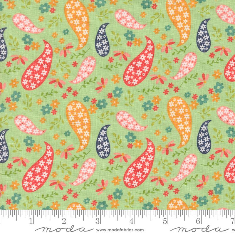 Raspberry Summer Paisley - Mint - Quilt Fabric