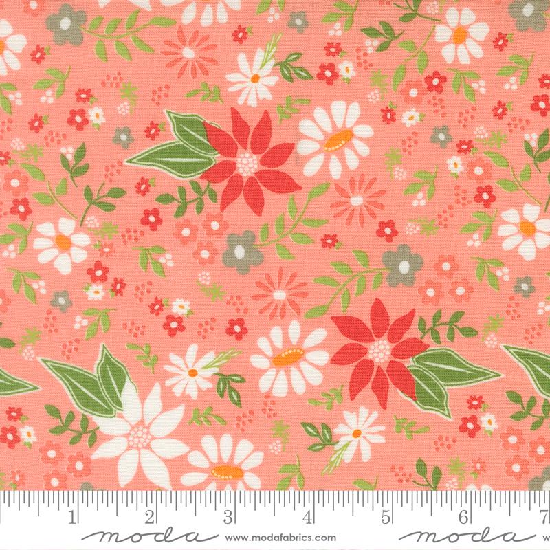 Poinsettia and Pear Flowers Carnation - Quilt Fabric