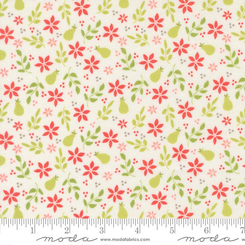 Poinsettia and Pear Floral Cloud - Quilt Fabric