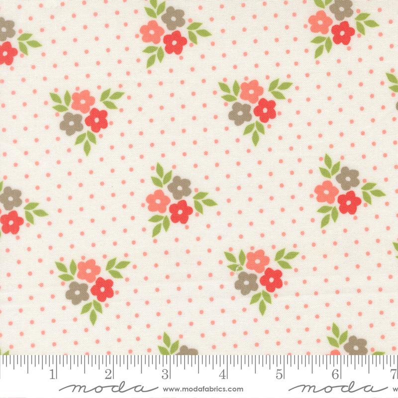 Poinsettia and Pear Flower Trio Cloud - Quilt Fabric