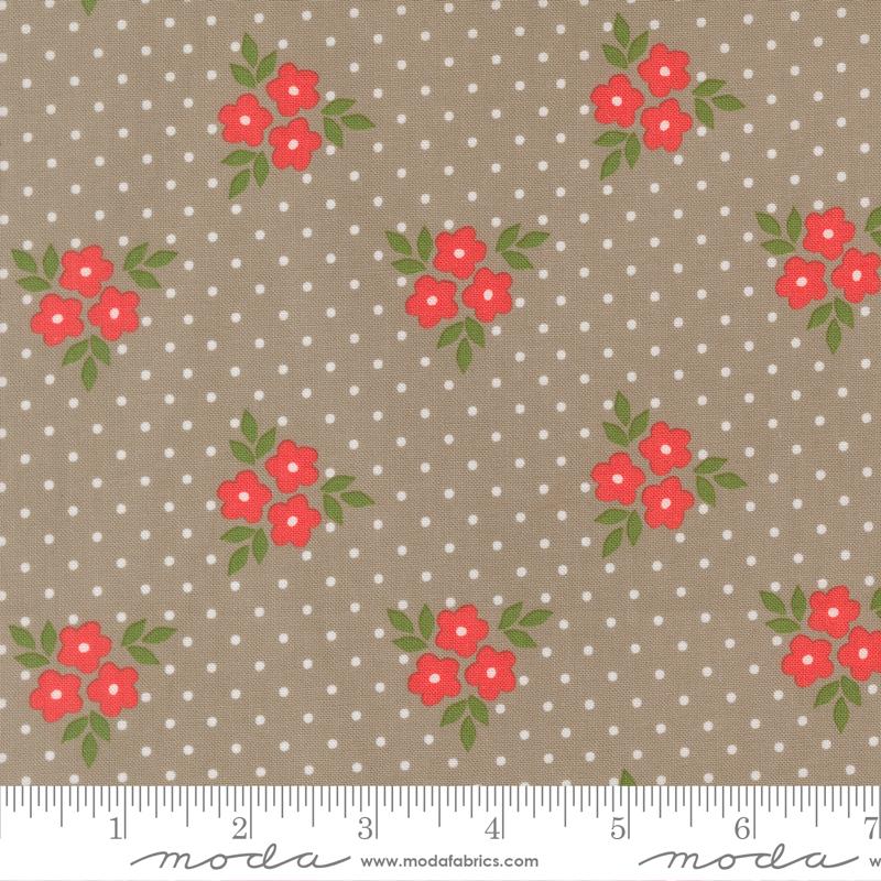 Poinsettia and Pear Flower Trio Stone - Quilt Fabric
