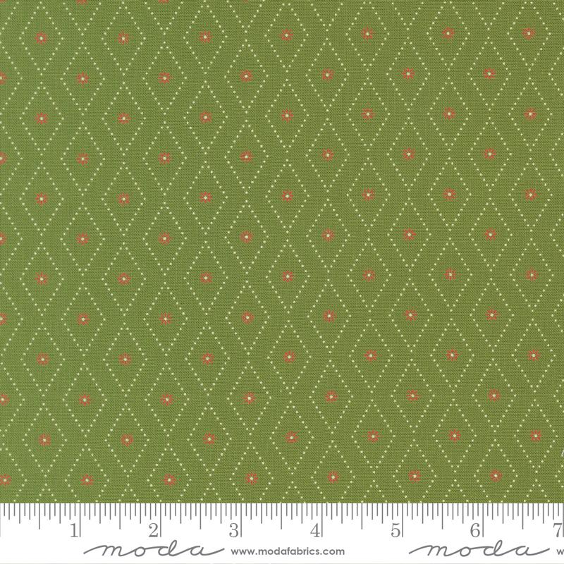 Poinsettia and Pear Diamond Evergreen - Quilt Fabric