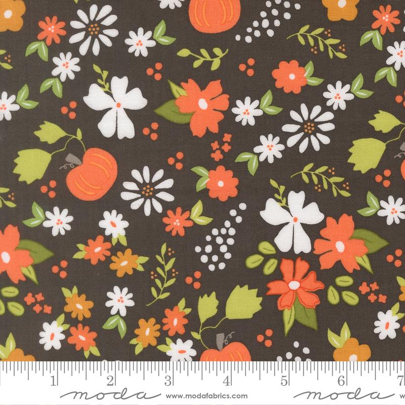 Birch and Willow Pumpkin Charcoal - Quilt Fabric