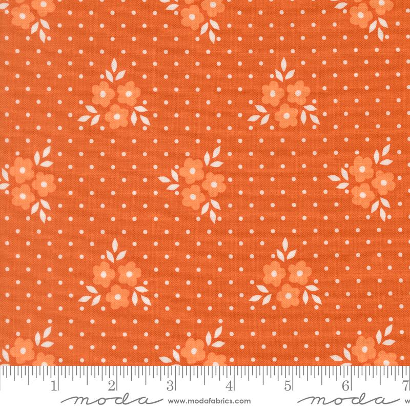 Birch & Willow Quilting Dotted Blossoms Spice - Quilt Fabric, zoomed in. Select this picture to zoom back out.