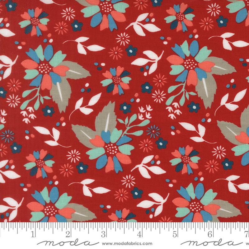 Midsummer Flower Ruby - Quilt Fabric, zoomed in. Select this picture to zoom back out.