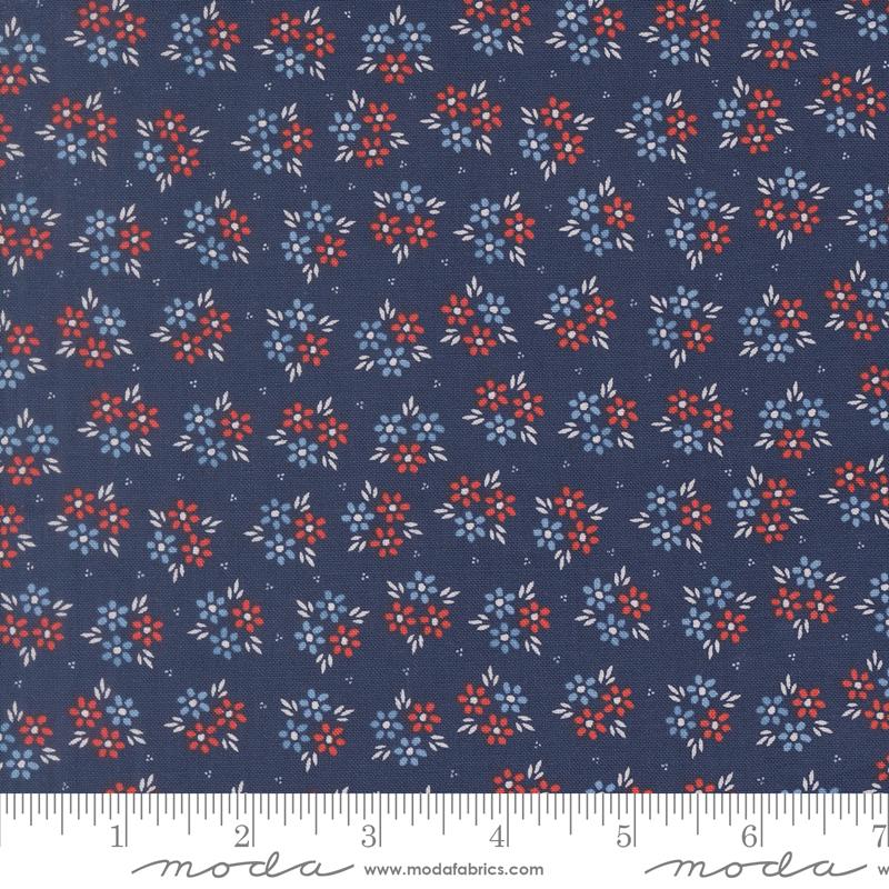 Midsummer Buds Navy - Quilt Fabric, zoomed in. Select this picture to zoom back out.