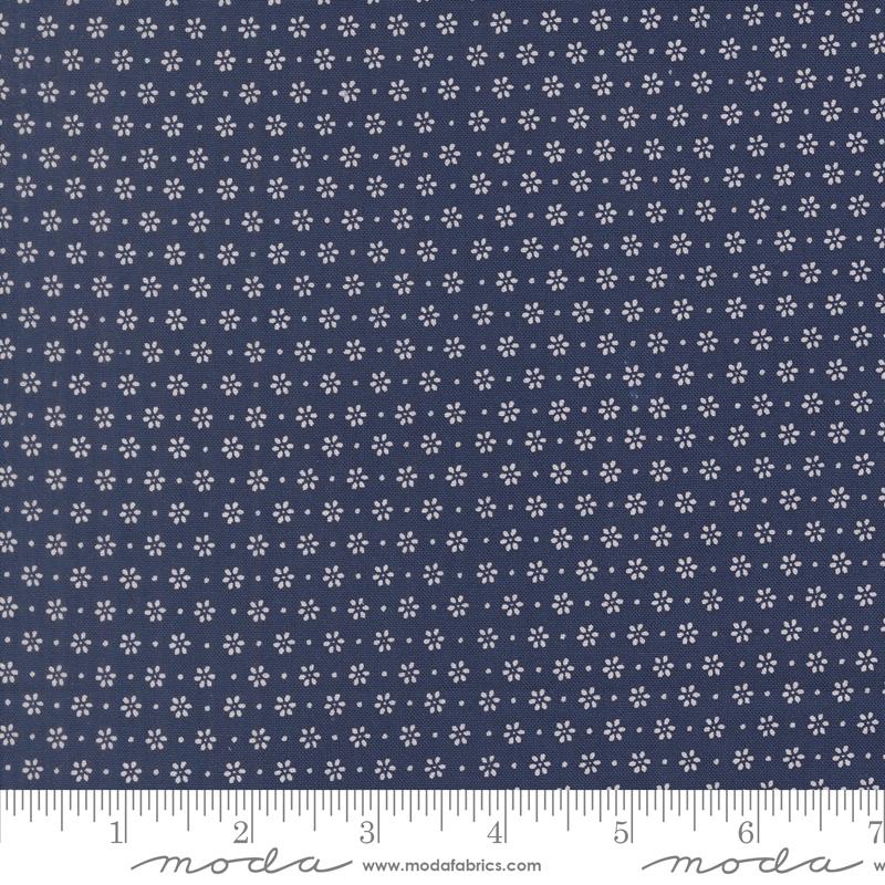 Midsummer Bloom Navy - Quilt Fabric, zoomed in. Select this picture to zoom back out.