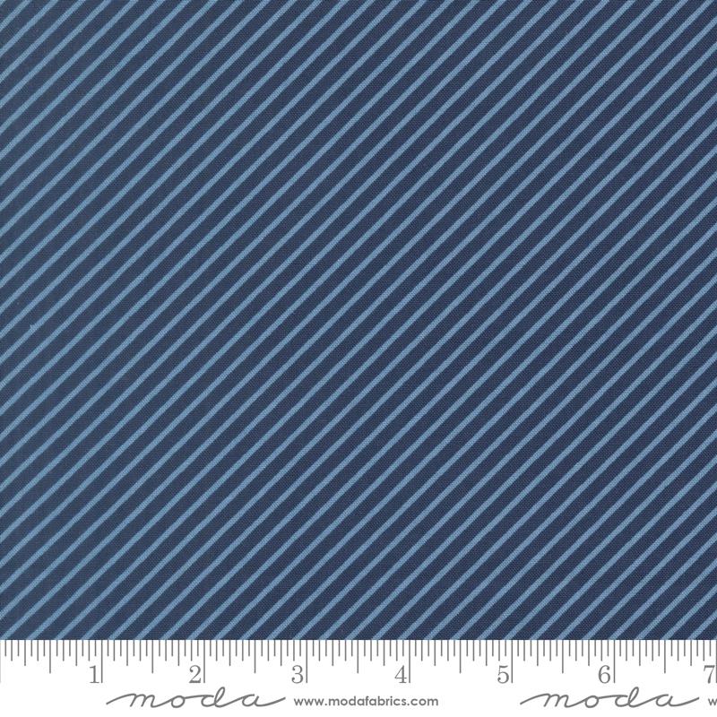 Midsummer Striped Navy - Quilt Fabric, zoomed in. Select this picture to zoom back out.