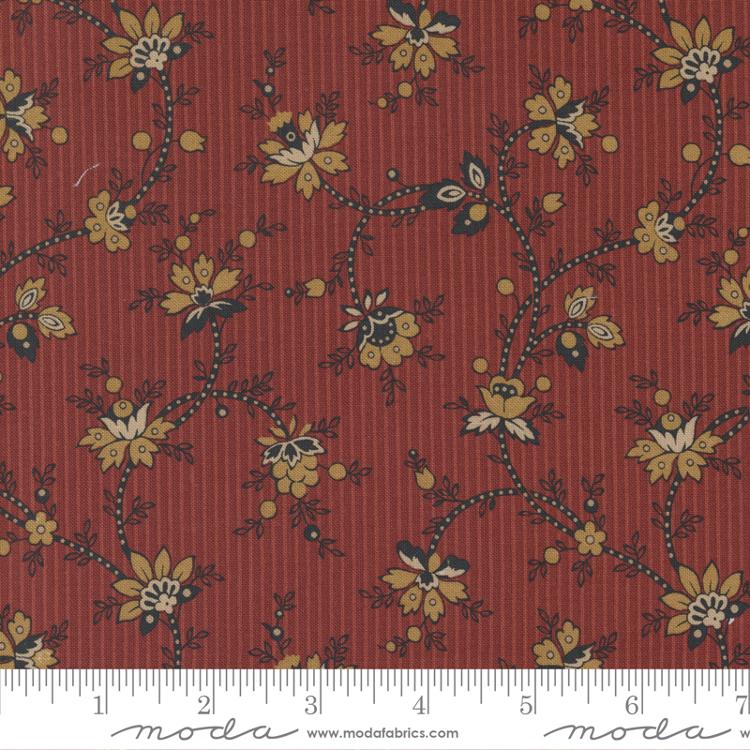 Adamstown Grapevine Brick Red - Quilt Fabric, zoomed in. Select this picture to zoom back out.
