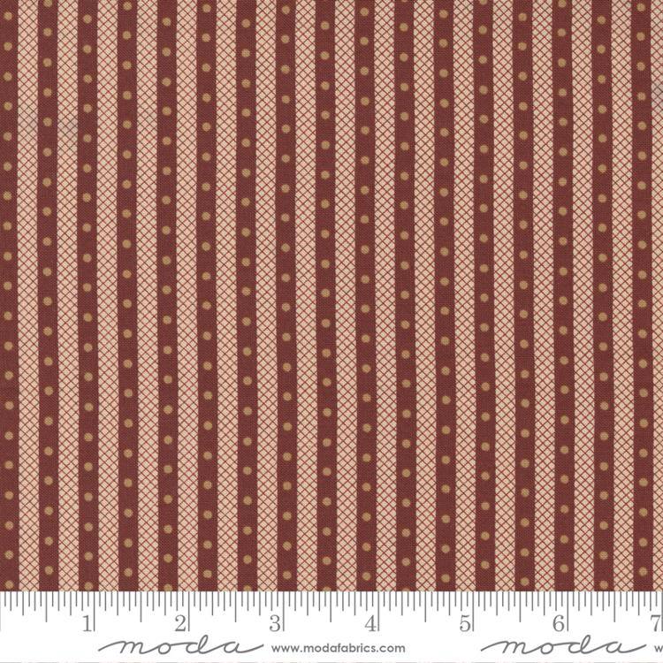 Adamstown Dotted Stripe Red - Quilt Fabric, zoomed in. Select this picture to zoom back out.