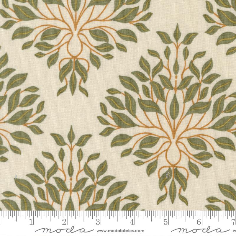 Peachy Leafs Eggshell - Quilt Fabric