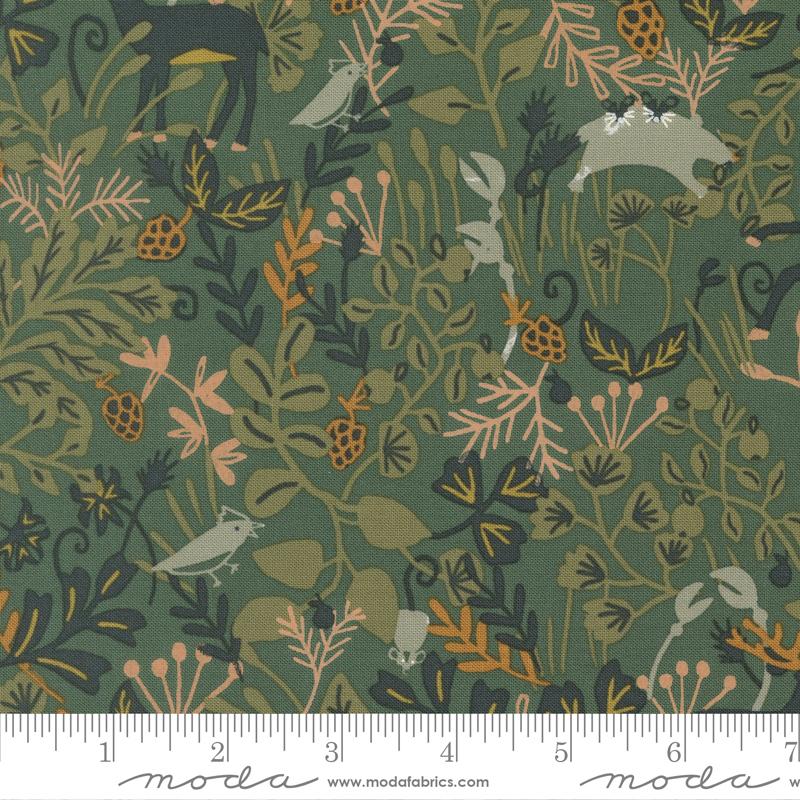 Peachy Animals Spruce - Quilt Fabric