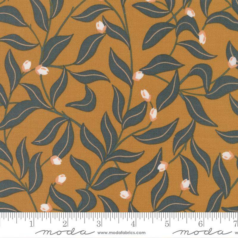 Peachy Leafs Honey - Quilt Fabric