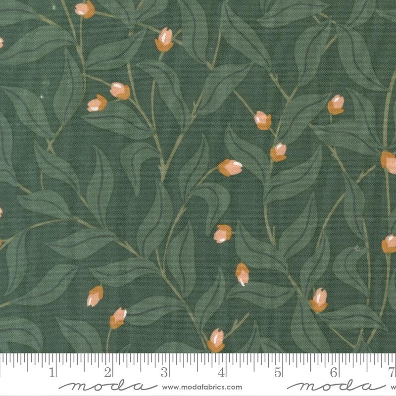 Peachy Leafs Spruce - Quilt Fabric