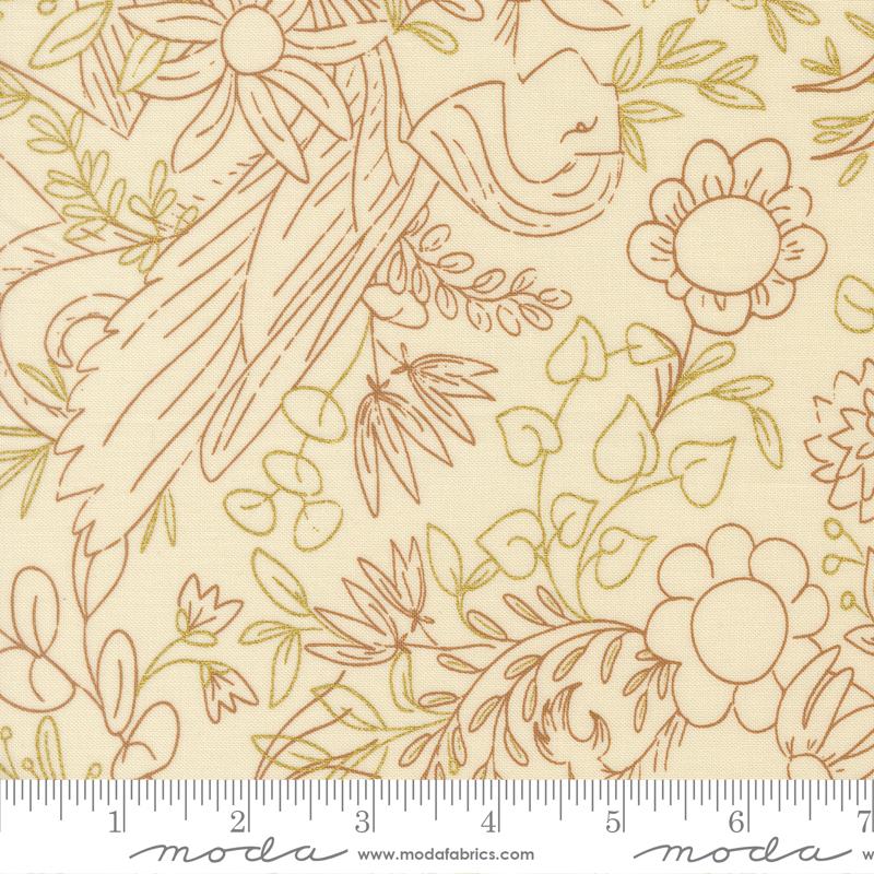 Sunlit Ruins Sketch Metallic Cream - Quilt Fabric