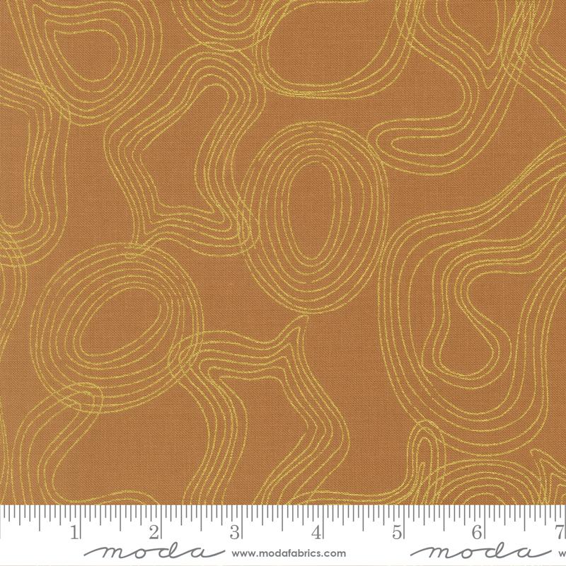 Sunlit Ruins Blender Metallic Toast - Quilt Fabric