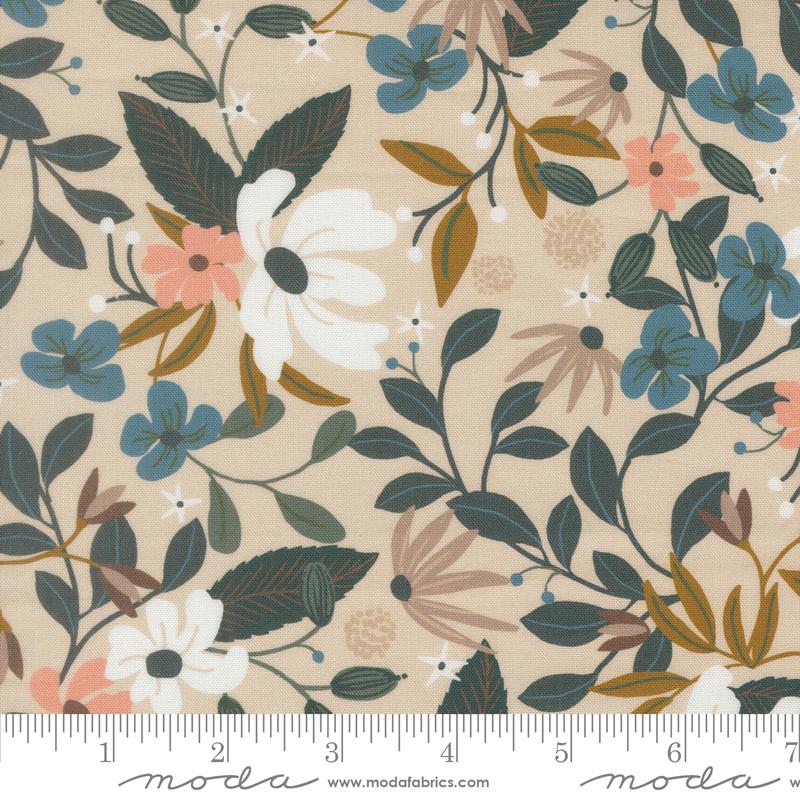 Midnight Fleur Floral Smoke - Quilt Fabric, zoomed in. Select this picture to zoom back out.